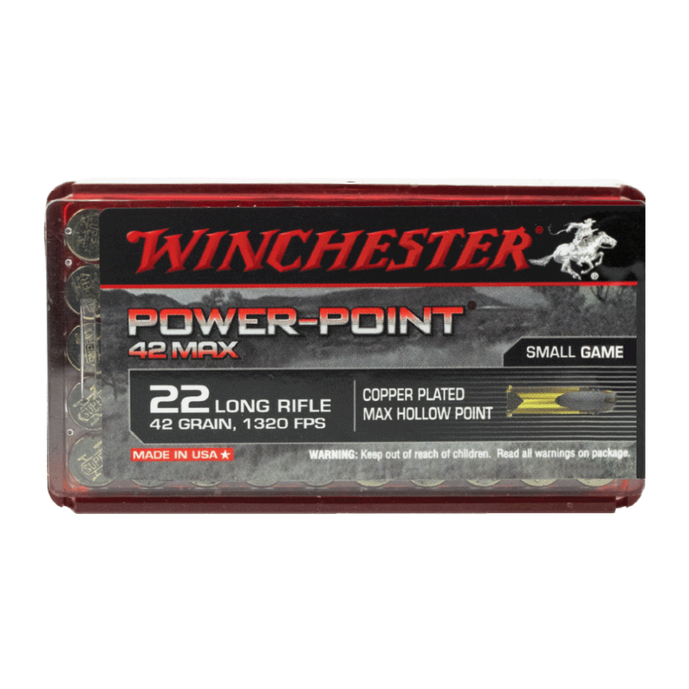 Winchester Power Point Max 22LR 42gr HP copper plated - Apex Firearms and Defence