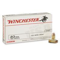 Winchester USA .40 S&W 180 Grain Full Metal Jacket Brass Cased Centerfire Pistol Ammo 50 Rounds Q4238 - Apex Firearms and Defence