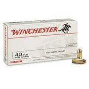 Winchester USA .40 S&W 180 Grain Full Metal Jacket Brass Cased Centerfire Pistol Ammo 50 Rounds Q4238 - Apex Firearms and Defence