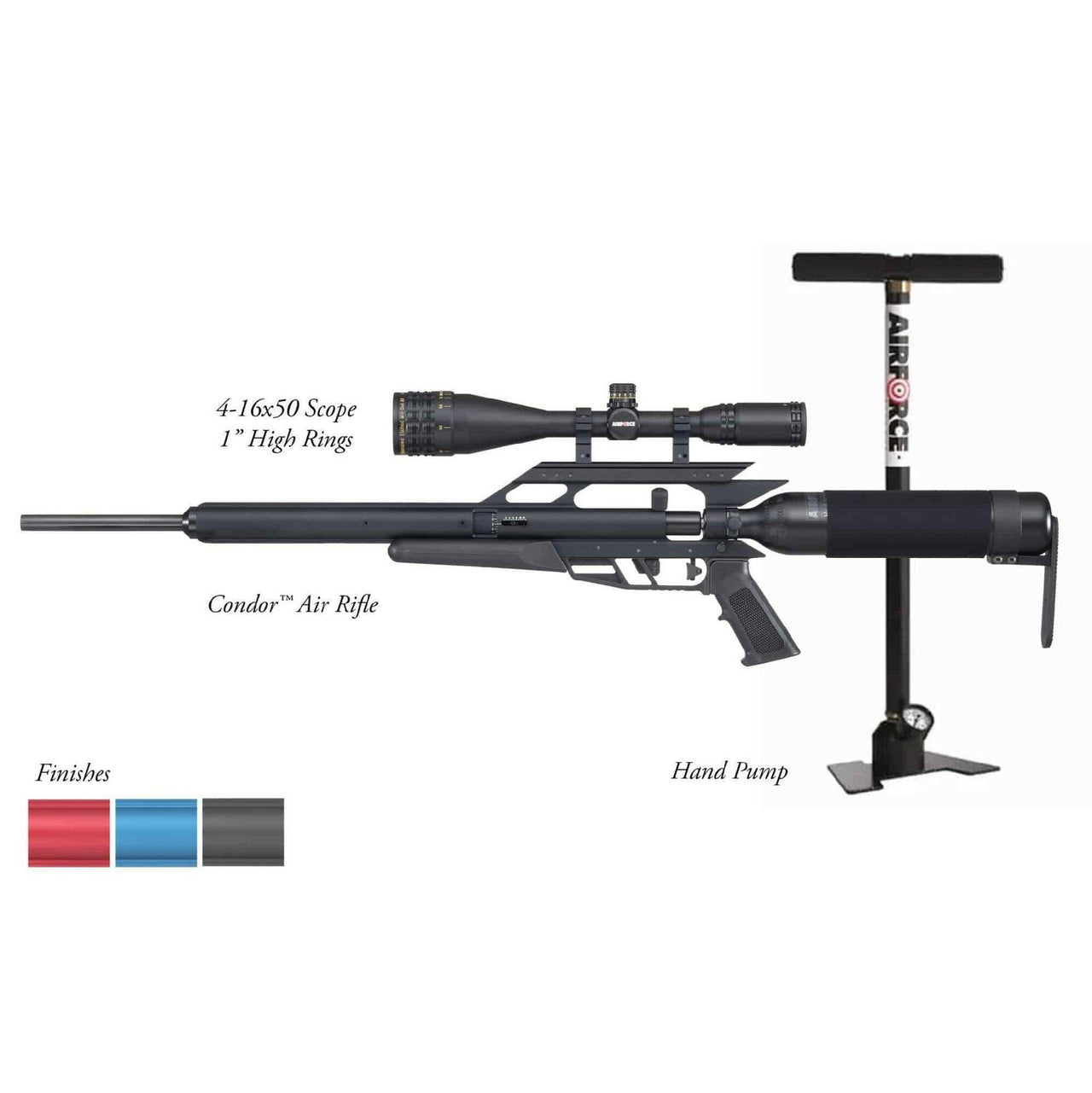 Airforce Condor .177 with Hand Pump, 4-16X50 Scope, BKL 1 IN High Rings Air Rifle - Apex Firearms and Defence