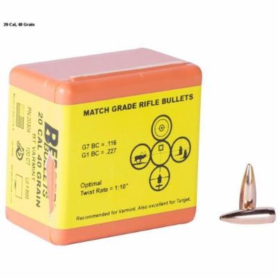 Berger FB Varmint .22 Caliber 55 Grain Flat Base Rifle Bullets 100 Bullet 22311