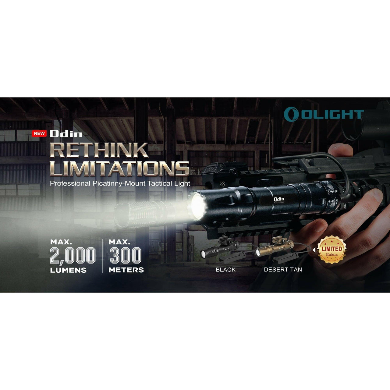 Olight Odin Rechargeable LED Flashlight Natural White 2000 Lumens Black FL-OL-ODIN-BK - Apex Firearms and Defence