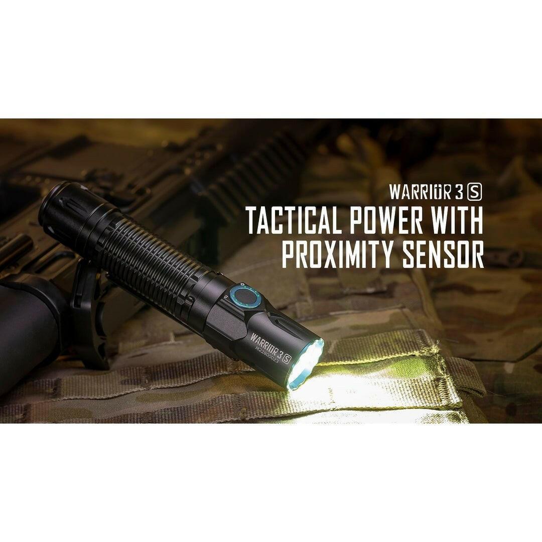 Olight Warrior 3S 2300-Lumen Rechargeable Tactical Flashlight (Black) - Apex Firearms and Defence